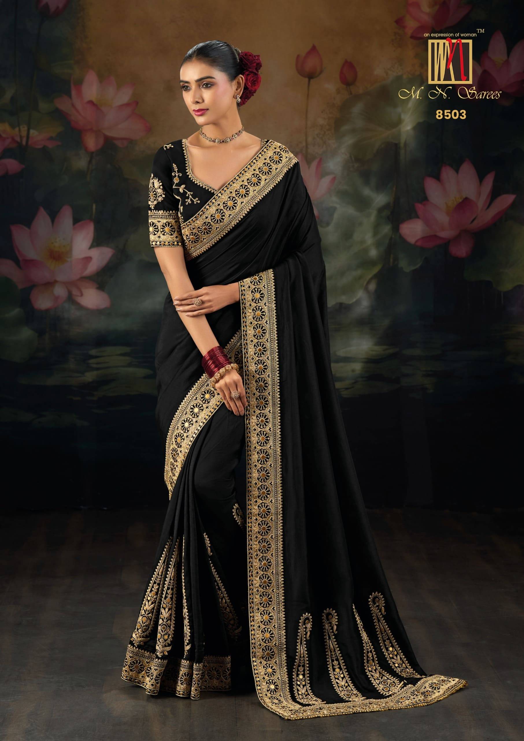 8500 SERIES By M.N Saree 8501 To 8508 Series Indian Traditional Wear Collection Beautiful Stylish Fancy Colorful Party Wear & Occasional Wear Silk Sarees At Wholesale Price